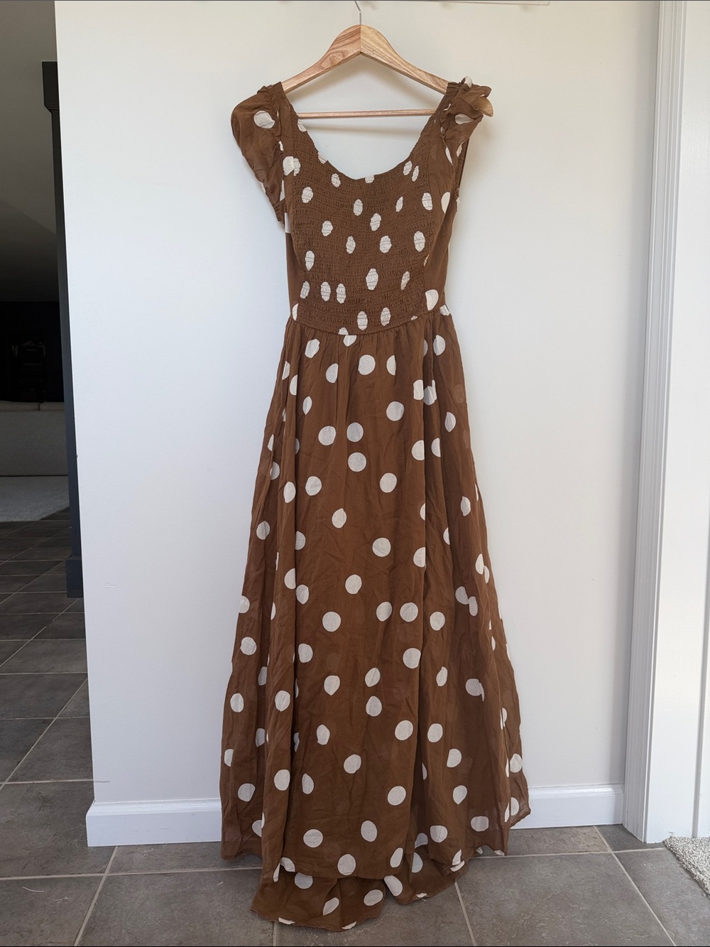 Free People Brown Polka Dot Open-Back Maxi Dress - Picture 4 of 4